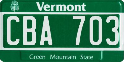 VT license plate CBA703