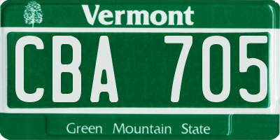 VT license plate CBA705