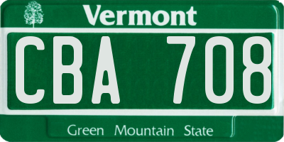 VT license plate CBA708
