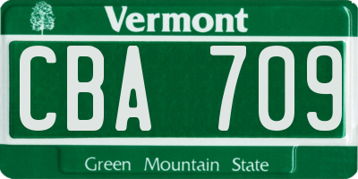 VT license plate CBA709