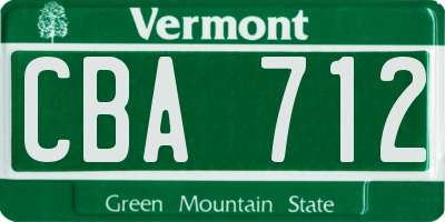 VT license plate CBA712