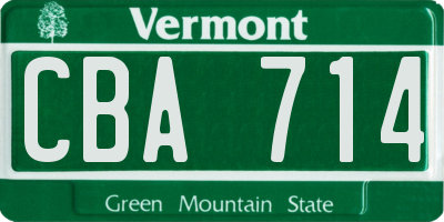 VT license plate CBA714