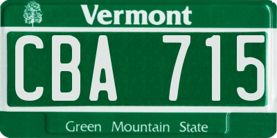 VT license plate CBA715