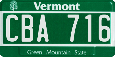 VT license plate CBA716