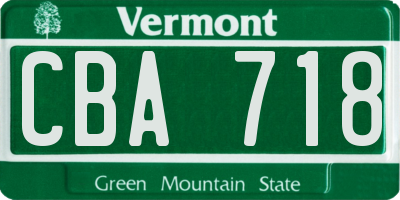 VT license plate CBA718