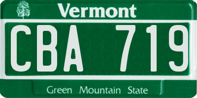 VT license plate CBA719