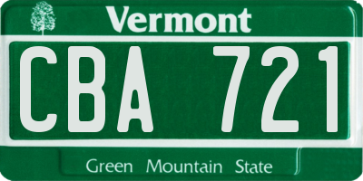 VT license plate CBA721