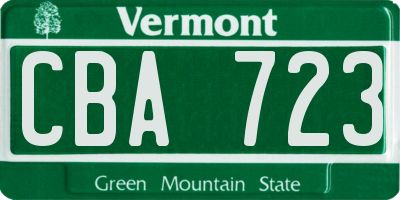 VT license plate CBA723