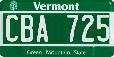 VT license plate CBA725