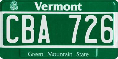 VT license plate CBA726