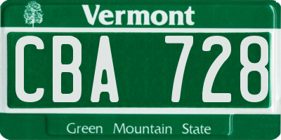 VT license plate CBA728