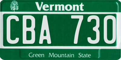 VT license plate CBA730