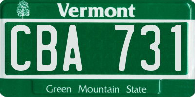 VT license plate CBA731