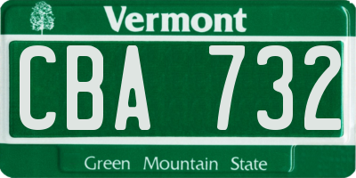 VT license plate CBA732