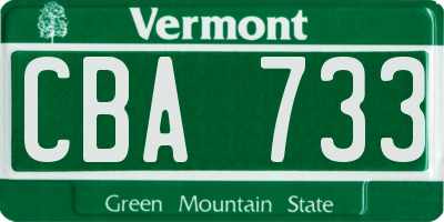 VT license plate CBA733