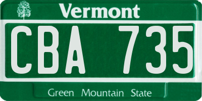 VT license plate CBA735