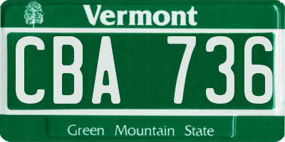 VT license plate CBA736