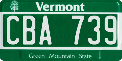 VT license plate CBA739