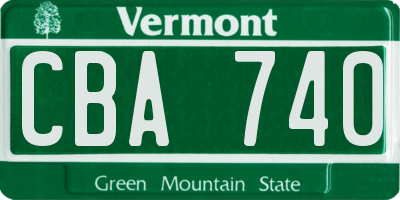 VT license plate CBA740