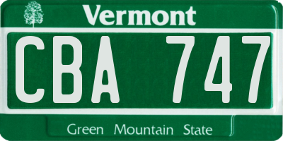 VT license plate CBA747