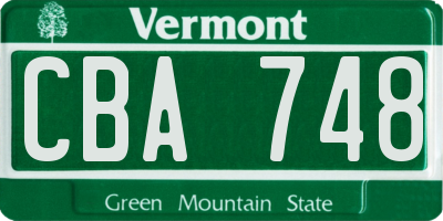 VT license plate CBA748