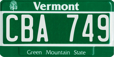 VT license plate CBA749