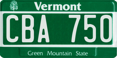 VT license plate CBA750