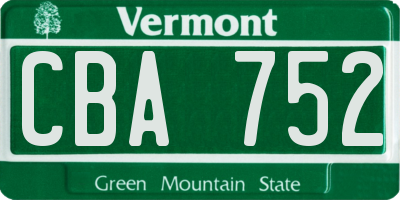 VT license plate CBA752