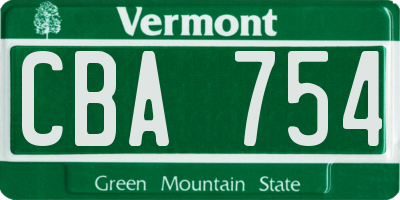 VT license plate CBA754