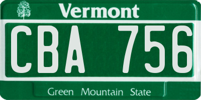 VT license plate CBA756