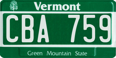 VT license plate CBA759