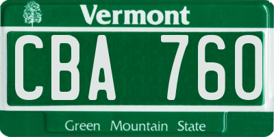 VT license plate CBA760