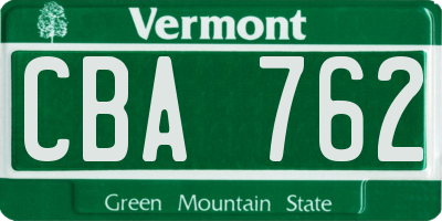 VT license plate CBA762