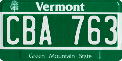 VT license plate CBA763