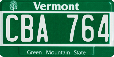 VT license plate CBA764