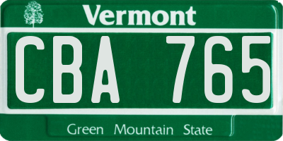 VT license plate CBA765