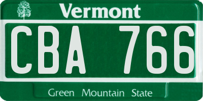 VT license plate CBA766