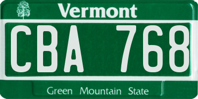 VT license plate CBA768