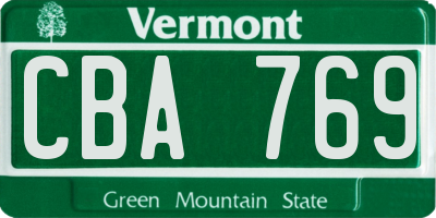 VT license plate CBA769