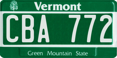 VT license plate CBA772