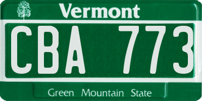 VT license plate CBA773