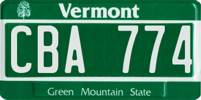 VT license plate CBA774