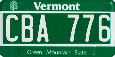 VT license plate CBA776