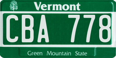 VT license plate CBA778
