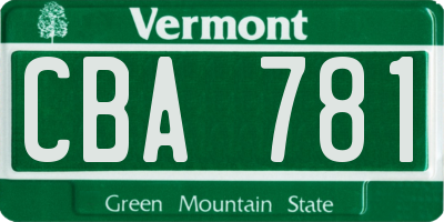 VT license plate CBA781
