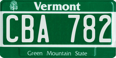 VT license plate CBA782