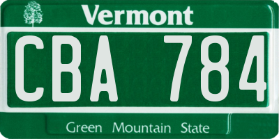 VT license plate CBA784