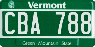 VT license plate CBA788