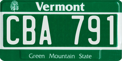 VT license plate CBA791