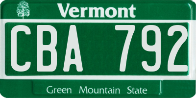 VT license plate CBA792